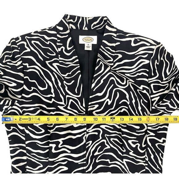 Cropped Zebra Print Silk Wool Zip Front Blazer Jacket Talbots 6 - Picture 14 of 16